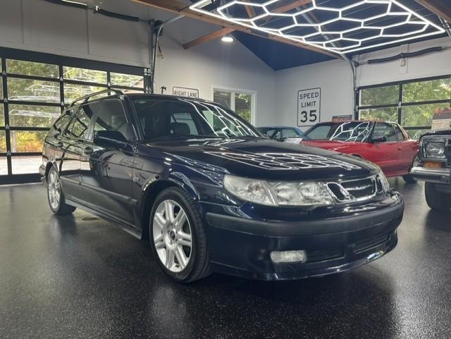 2001 Saab 9-5 Aero Wagon dark blue exterior in garage